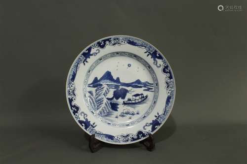 A Chinese Blue and White Porcelain Plate