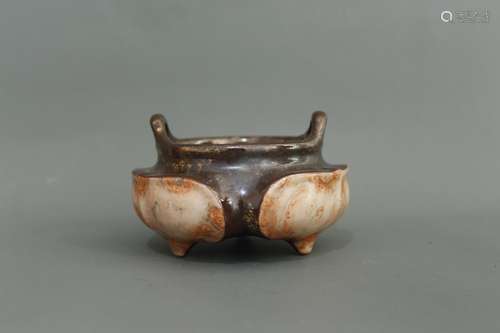 A Chinese Brown Glazed Porcelain Incense Burner