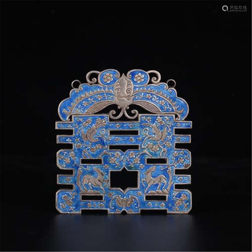 CHINESE SILVER ENAMEL BUTTERFLY INCENSE CAGE