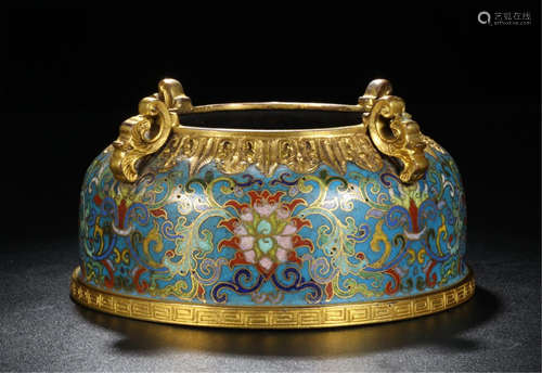 CHINESE CLOISONNE FLOWER WATER POT