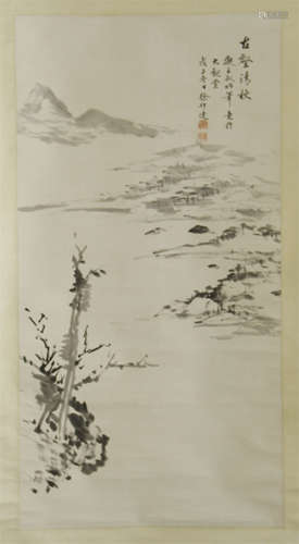 CHINESE SCROLL PAINTING OF RIVER VIEWS