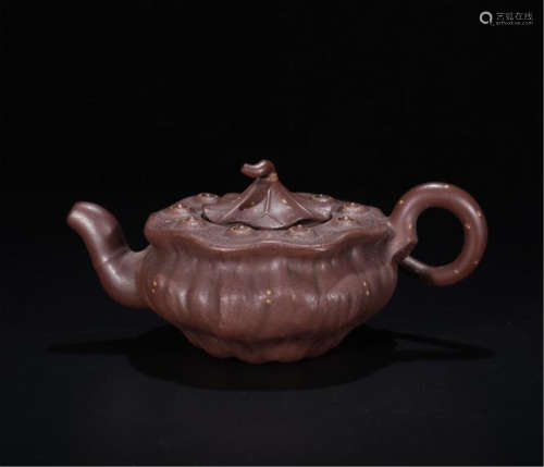 CHINESE YIXING ZISHA CLAY LOTUS TEA POT