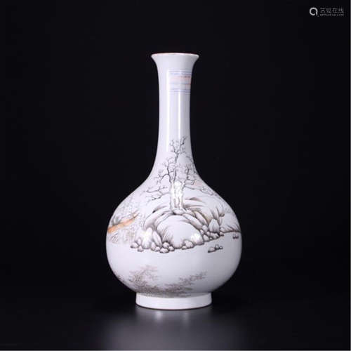 CHINESE PORCELAIN FAMILLE ROSE SNOW SENSES VASE