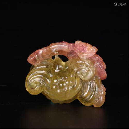 CHINESE DOUBLE COLOR TURMALINE CARVING