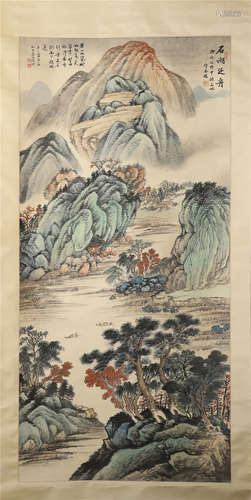 CHINESE SCROLL PAINTING OF MOUNTAIN VIEWS