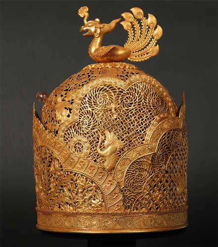 CHINESE GILT SILVER PHOENIX QUEEN'S CROWN