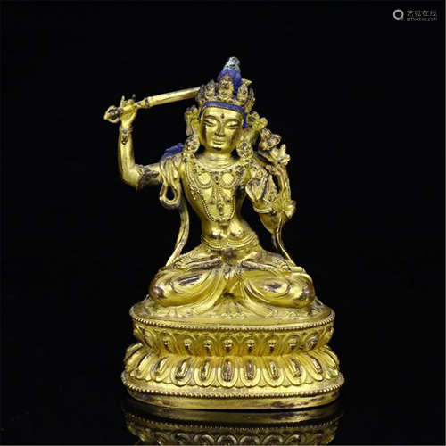 TIBETAN GILT BRONZE SEATED BUDDHA