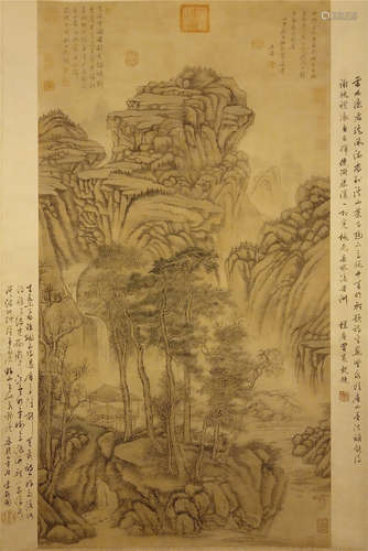 CHINESE SCROLL PAINTING OF MOUNTAIN VIEWS