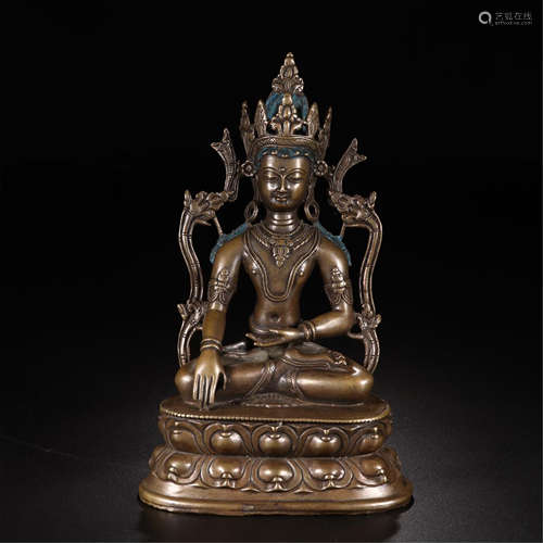 CHINESE BRONZE SEATED BUDDHA