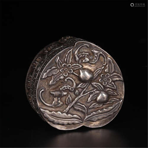 CHINESE SILVER PEACH LIDDED BOX