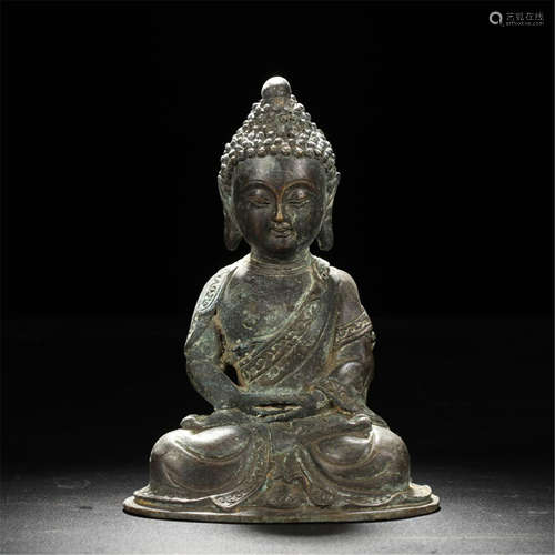 CHINESE BRONZE SEATED SAYKAMUNI