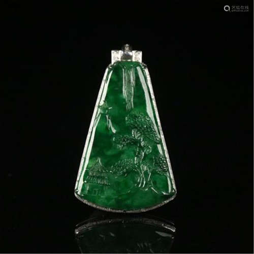 18K WHITE GOLD JADEITE PENDANT