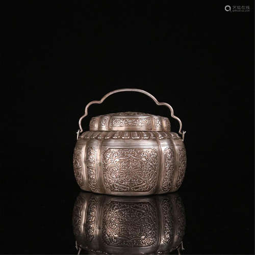 CHINESE SILVER HANDLED HAND WARMER