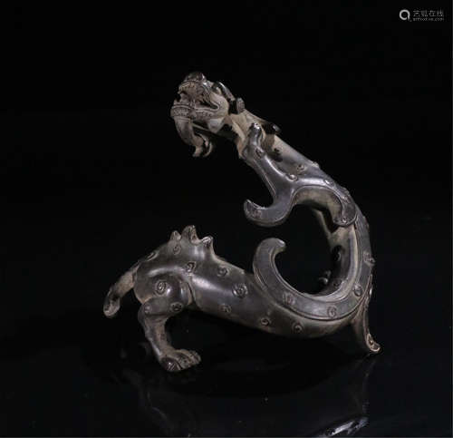 CHINESE BRONZE DRAGON TABLE ITEM