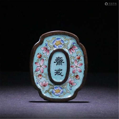 CHINESE PORCELAIN ENAMEL FLOWER ABSTAINANCE PLAQUE