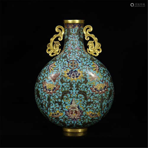 CHINESE CLOISONNE FLOWER MOONFLASK