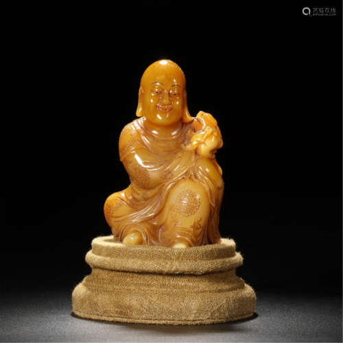 CHINESE TIANHUANG STONE SEATED LOHAN