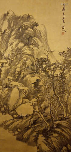 CHINESE SCROLL PAINTING OF MOUNTAIN VIEWS