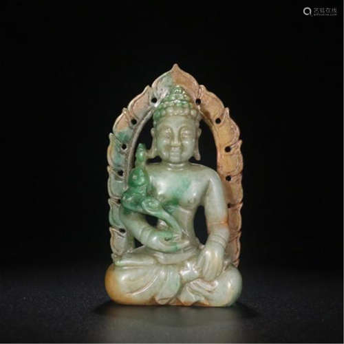 CHINESE JADEITE SEATED BUDDHA