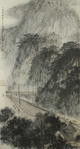 CHINESE SCROLL PAINTING OF MOUNTAIN VIEWS