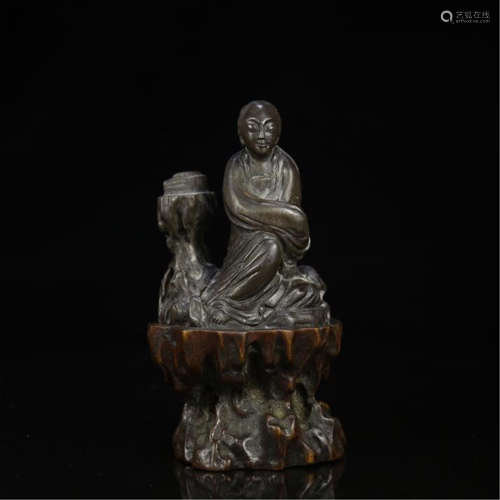 CHINESE BRONZE SEATED FIGURE ON BASE