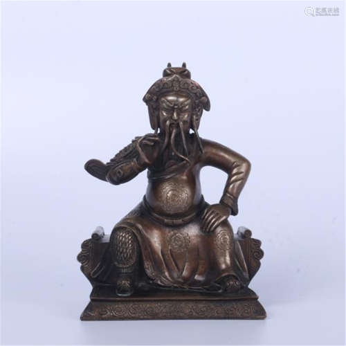 CHINESE BRONZE SEATED WARRIOR