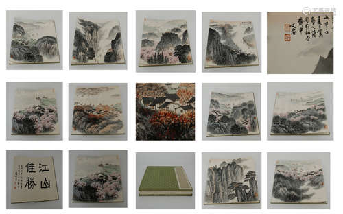 TWEELVE PAGES OF CHINESE ALBUM PAINTING OF MOUNTAIN VIEWS