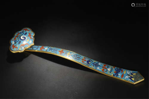 CHINESE CLOISONNE FLOWER RUYI SCEPTER