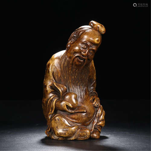 CHINESE BAMBOO SEATED OLD MEN