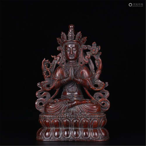 CHINESE HARDWOOD SEATED GUANYIN