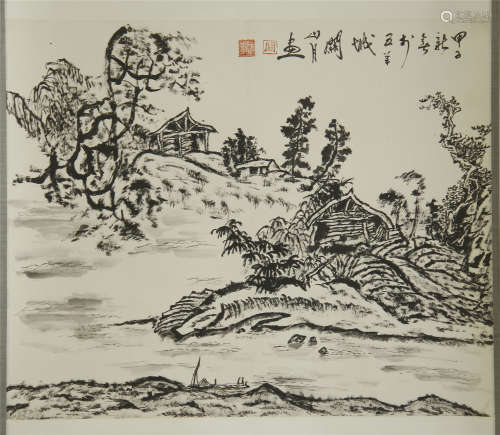 CHINESE SCROLL PAINTING OF LANDSCAPE