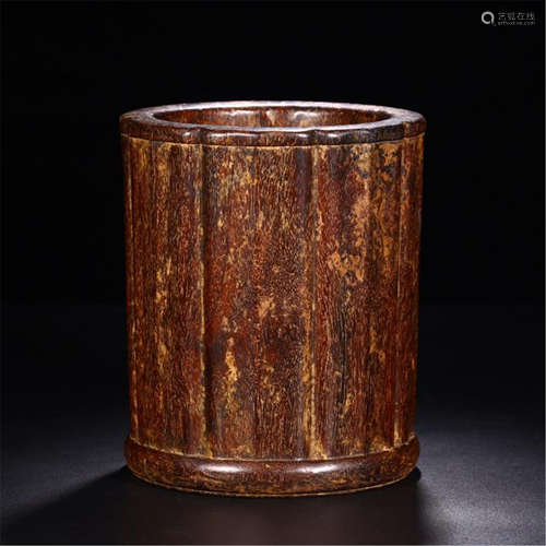 CHINESE HARDWOOD ZITAN BRUSH POT