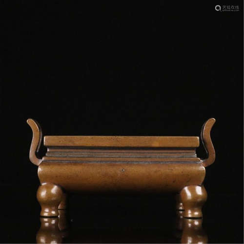 CHINESE BRONZE FOUR FEET SQUARE CENSER