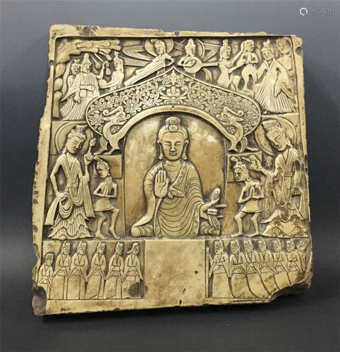 CHINESE STONE BUDDHIST PLAQUE