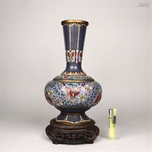 CHINESE CLOISONNE BUTTERFLY VASE