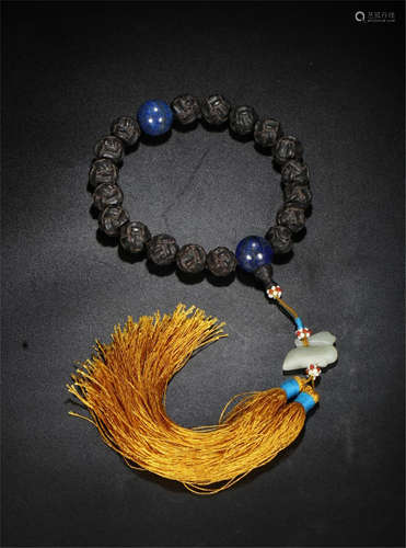 CHINESE AGALWOOD BEAD BUDDHIST BRACELET