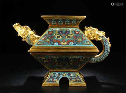 CHINESE CLOISONNE DRAGON KETTLE