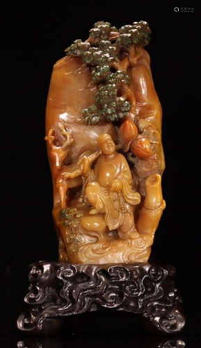 A TIANHUANG STONE CARVED LANDSCAPE PATTERN PENDANT