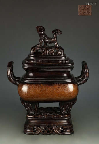 A BRONZE CASTED AUSPICIOUS PATTERN CENSER