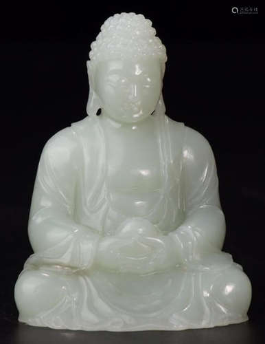 A HETIAN JADE CARVED BOWL BUDDHA