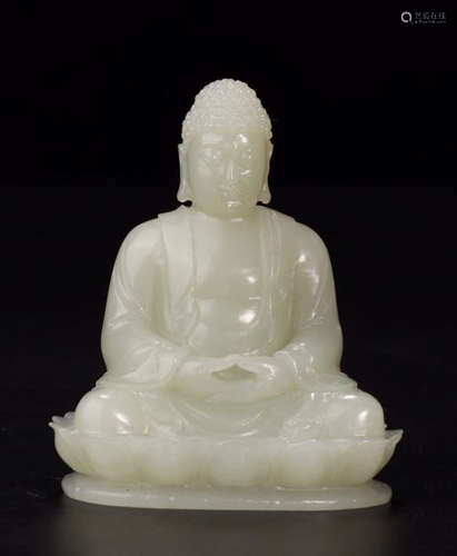 A HETIAN JADE CARVED SAKYAMUNI BUDDHA