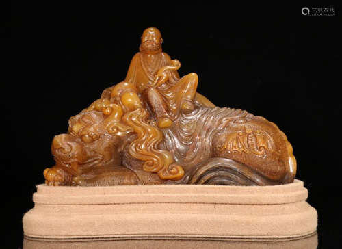 A SOAPSTONE CARVED LUOHAN BUDDHA