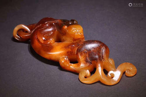 OLD JADE DRAGON ORNAMENT