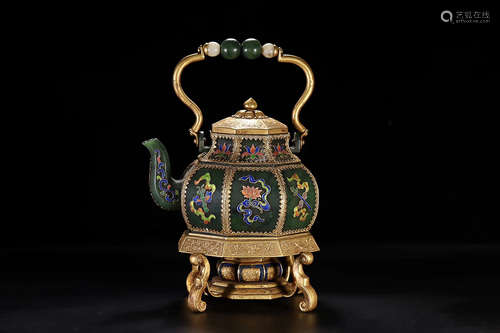 QIANLONG NIAN ZHI MARK JASPER WARM WINE POT