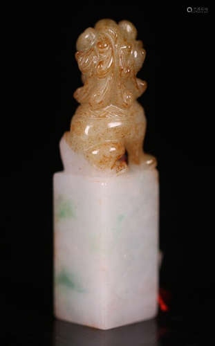 OLD JADEITE LION SEAL