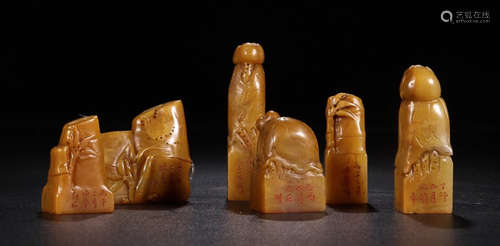 SHOUSHAN TIANHUANG STONE SEAL FOR 6 SET