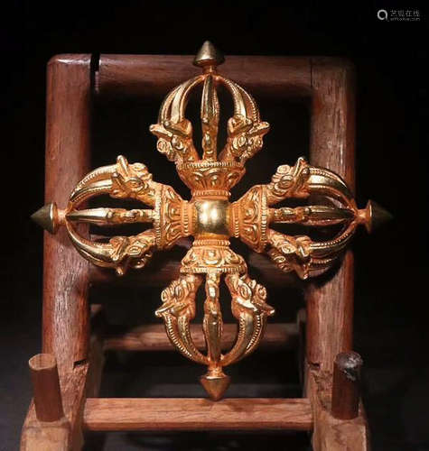 TIBETAN COPPER GILT CROSS KING KONG