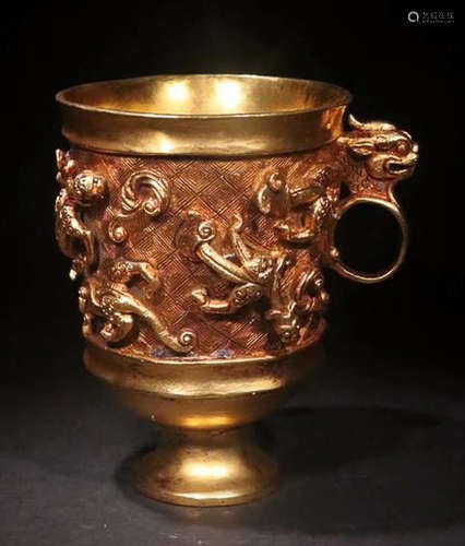 COPPER GILT DRAGON PATTERN CUP