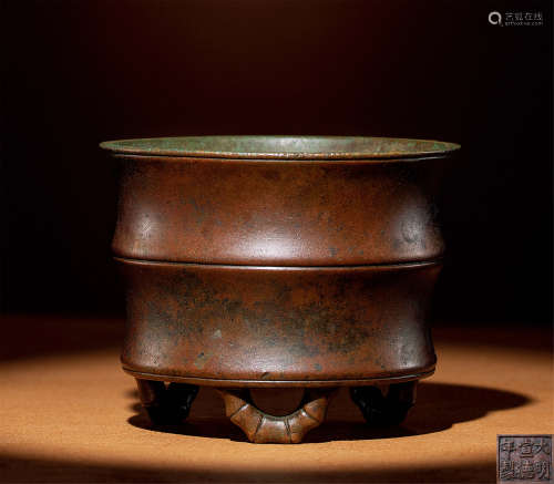 清早期 铜竹节式炉