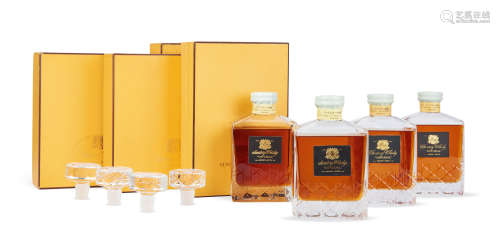 〓绝版限量〓70年代 三得利金狮标帝国水晶玻璃瓶特级日本威士忌 4瓶